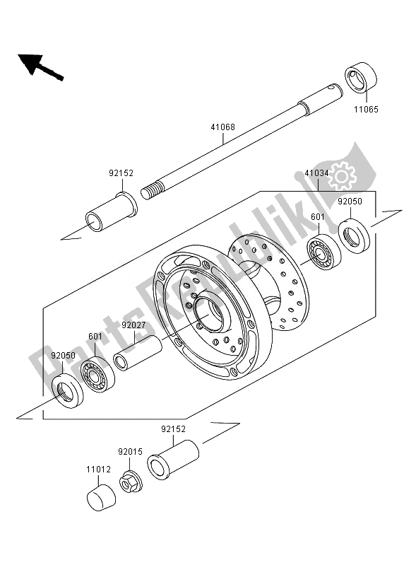 All parts for the Front Hub of the Kawasaki VN 900 Classic 2010
