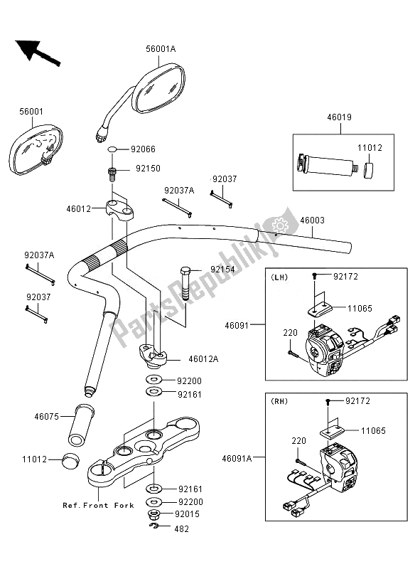 Toutes les pièces pour le Guidon du Kawasaki VN 1700 Voyager ABS 2010