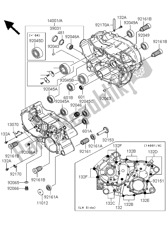 Todas las partes para Caja Del Cigüeñal de Kawasaki KVF 360 2004