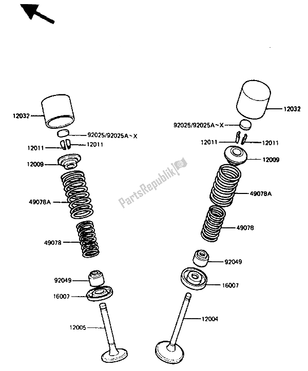 Alle onderdelen voor de Klep van de Kawasaki GPZ 400A 1985