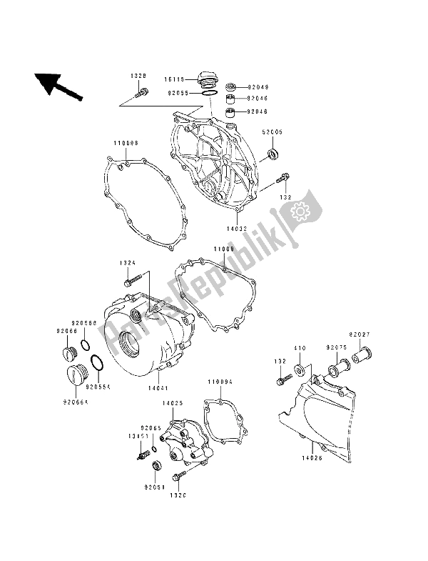 All parts for the Engine Cover(s) of the Kawasaki EN 500 1994