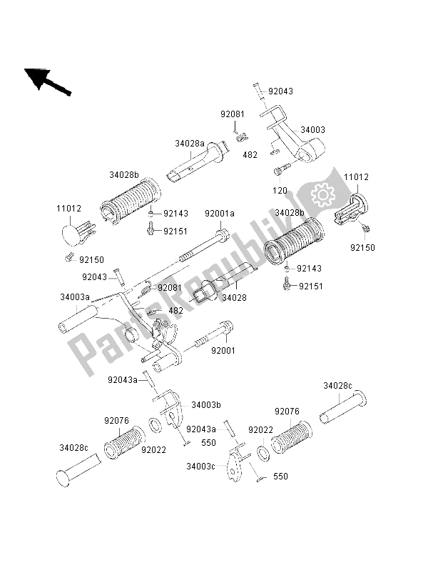 All parts for the Footrests of the Kawasaki EN 500 2002