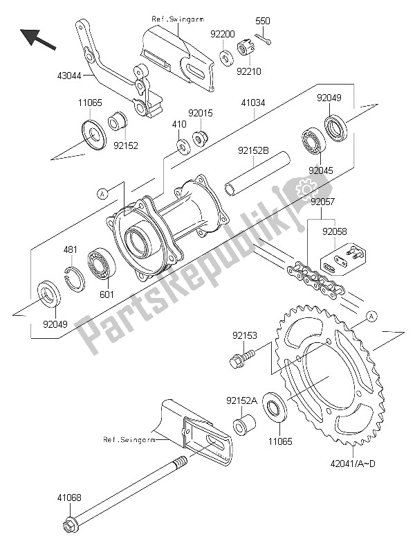 Tutte le parti per il Mozzo Posteriore del Kawasaki KX 65 2016