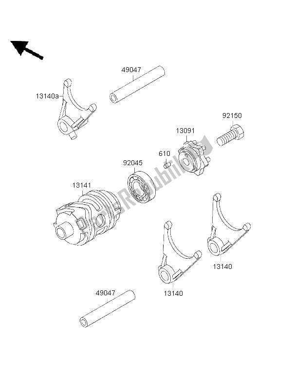 Todas as partes de Tambor De Mudança De Marcha E Garfo De Mudança do Kawasaki KLX 650R 1999