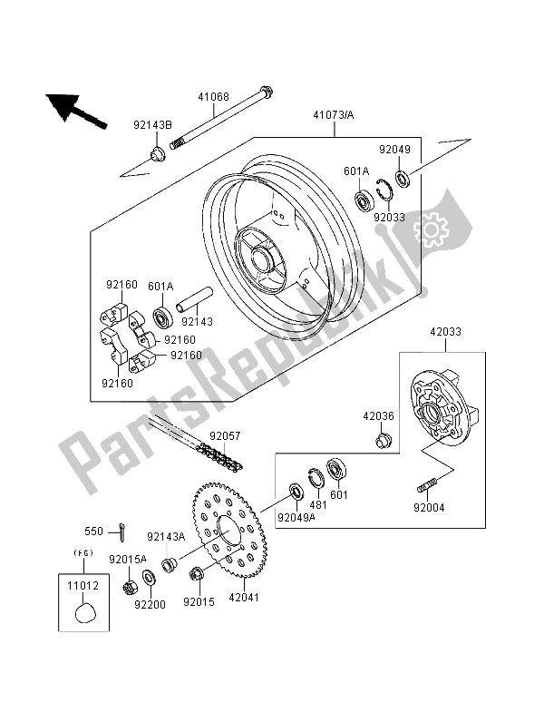 Todas las partes para Buje Trasero de Kawasaki Ninja ZX 9R 900 1995