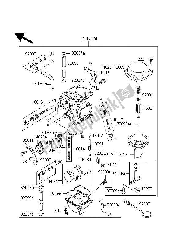 Toutes les pièces pour le Carburateur du Kawasaki KLR 650 1998