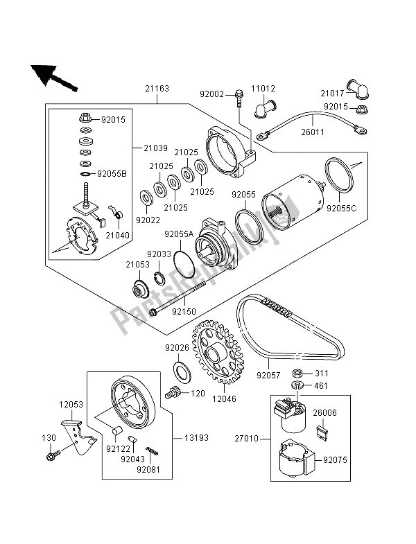 Tutte le parti per il Motorino Di Avviamento del Kawasaki GPZ 500S 1996