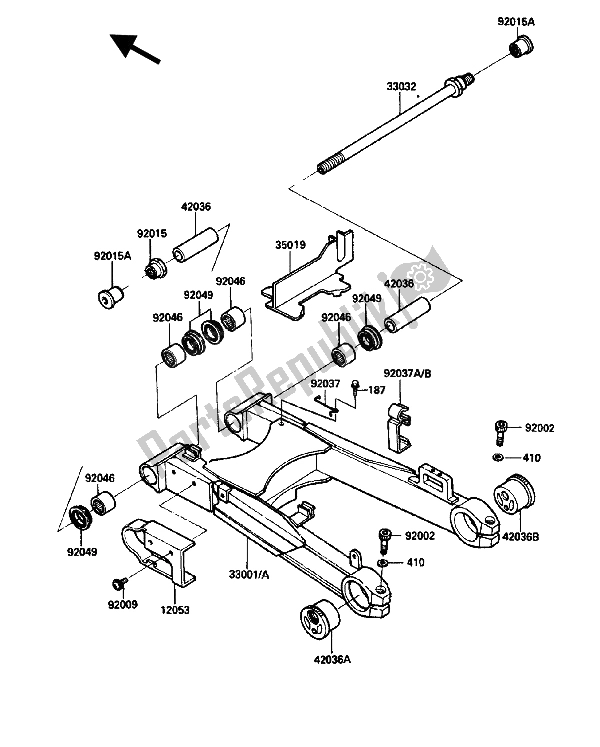 Tutte le parti per il Forcellone del Kawasaki GPZ 750R 1986