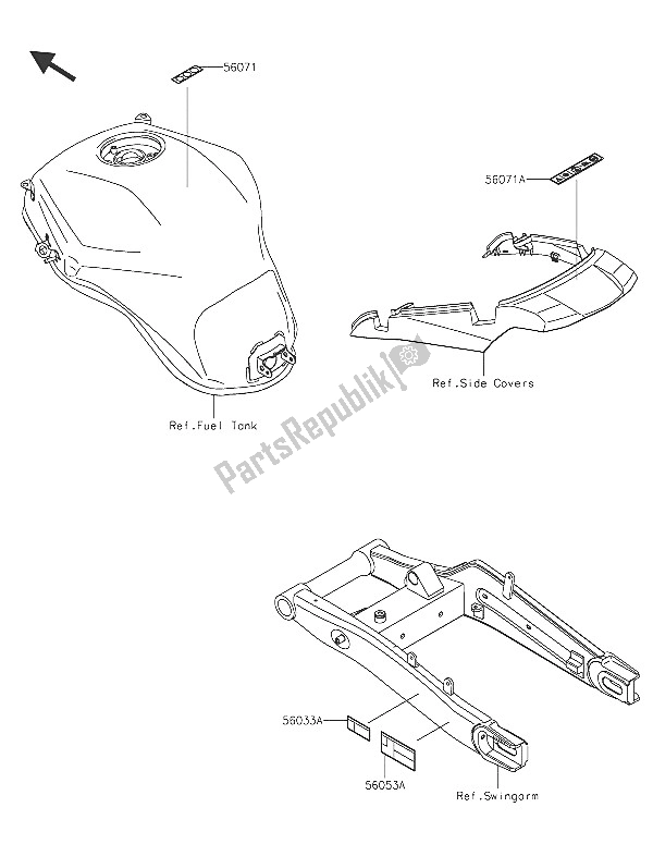 Tutte le parti per il Etichette del Kawasaki Versys 1000 2016