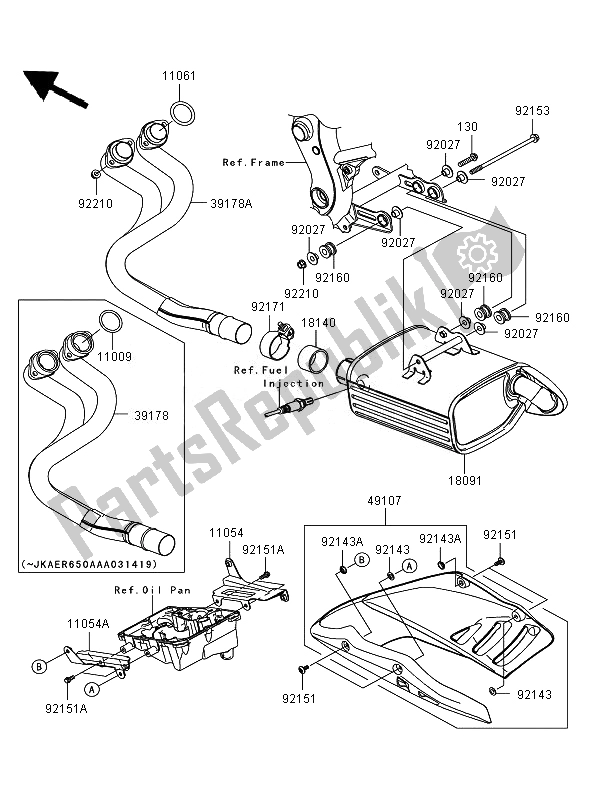 All parts for the Muffler of the Kawasaki ER 6N 650 2007