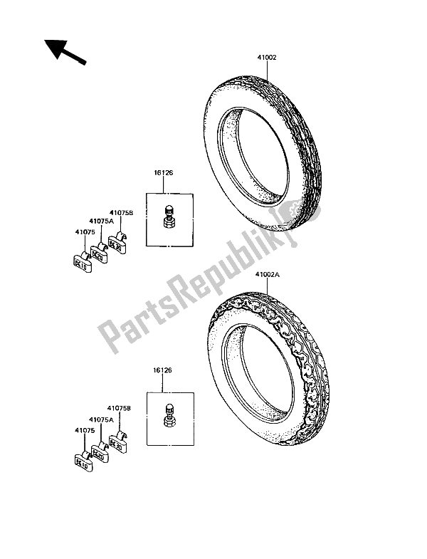 All parts for the Tire of the Kawasaki GPZ 305 Belt Drive 1993