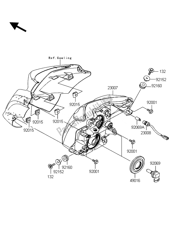 Alle onderdelen voor de Koplamp van de Kawasaki ER 6N ABS 650 2011