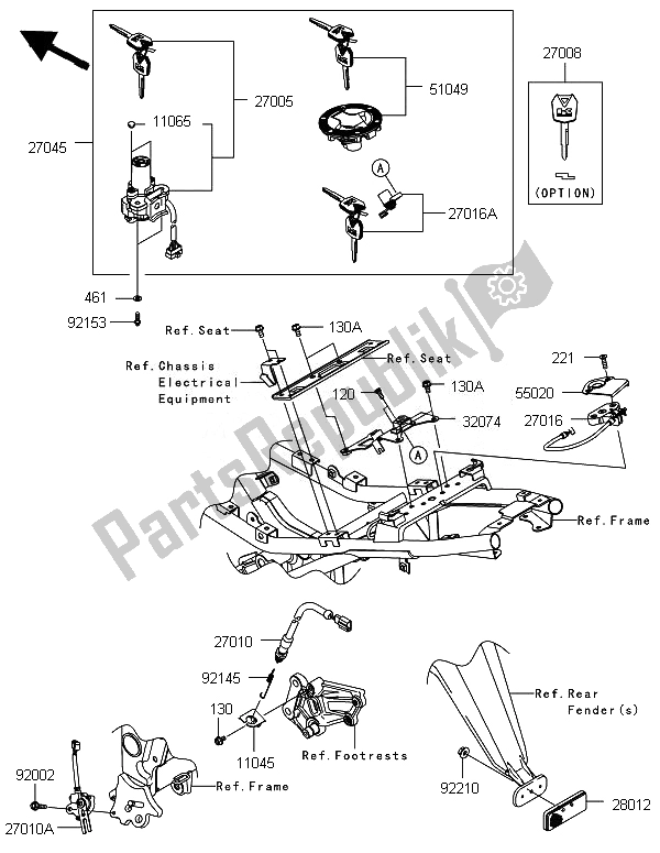 All parts for the Ignition Switch of the Kawasaki Ninja 250R 2011