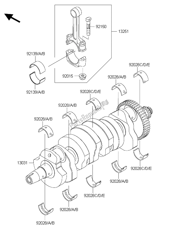 All parts for the Crankshaft of the Kawasaki Z 800 ABS 2015