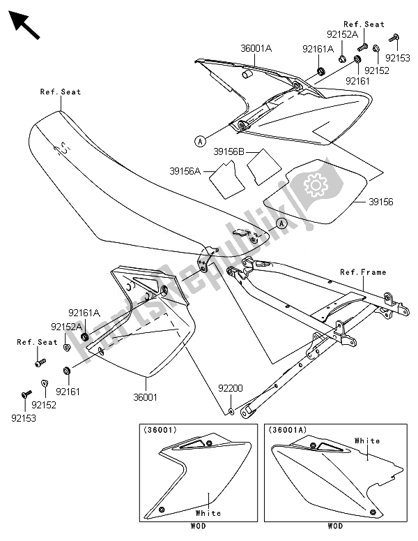 All parts for the Side Covers of the Kawasaki KLX 450R 2014