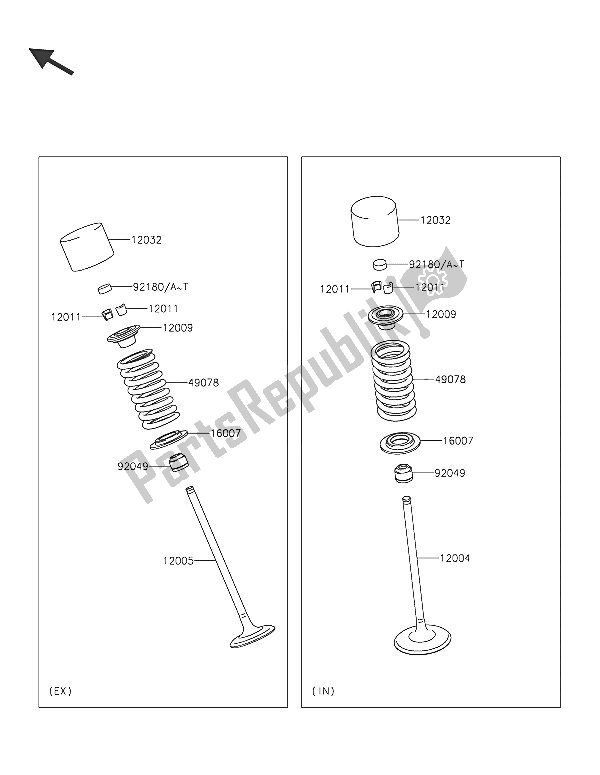 Alle onderdelen voor de Klep (pen) van de Kawasaki ER 6F 650 2016