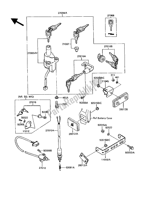 All parts for the Ignition Switch of the Kawasaki VN 750 Twin 1989