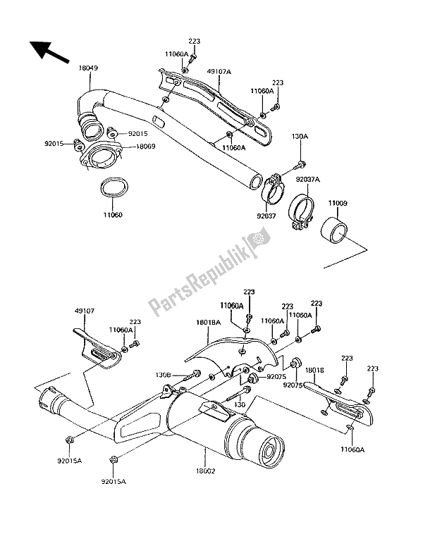 Tutte le parti per il Silenziatore (s) del Kawasaki KLR 600 1994