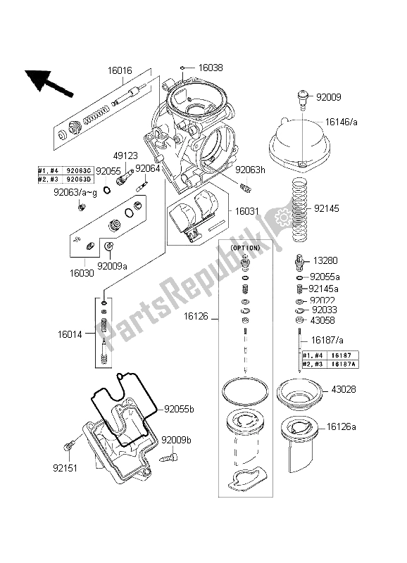 All parts for the Carburetor Parts of the Kawasaki Ninja ZX 6R 600 2001