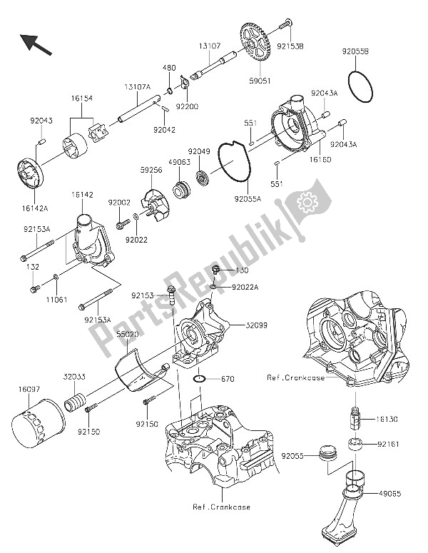 Alle onderdelen voor de Oliepomp van de Kawasaki Ninja ZX 6R 600 2016