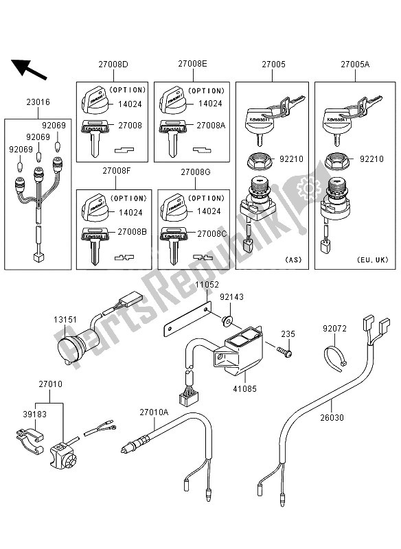 All parts for the Ignition Switch of the Kawasaki KVF 360 4X4 2006