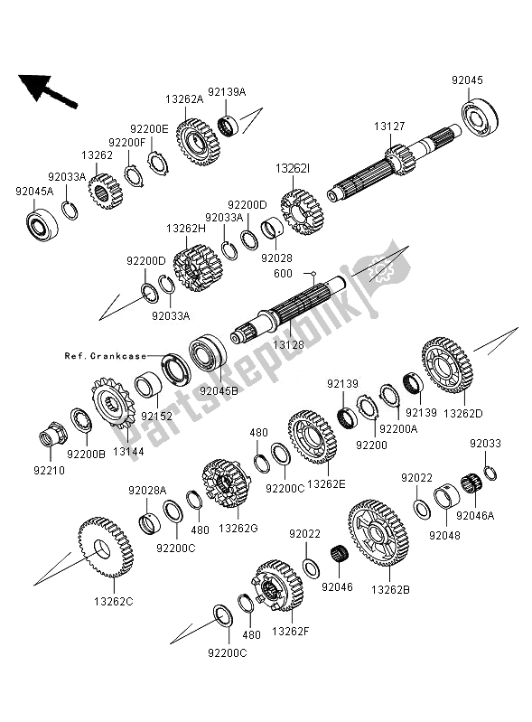 All parts for the Transmission of the Kawasaki ZZR 1400 2007