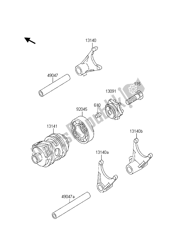 All parts for the Gear Change Drum & Shift Fork of the Kawasaki KX 80 SW LW 1998