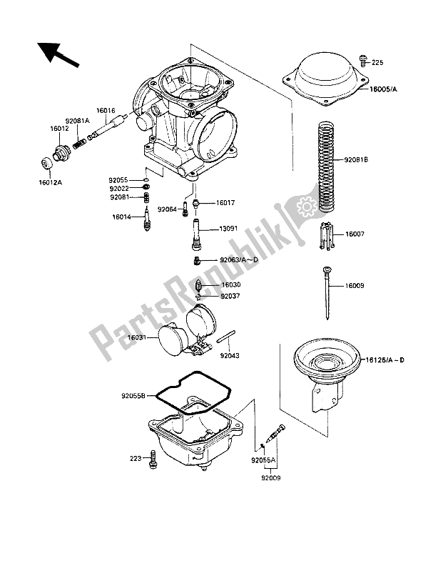 All parts for the Carburetor Parts of the Kawasaki GPZ 500S 1988