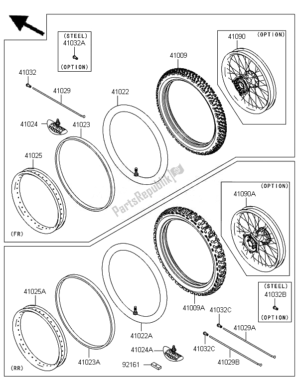 Tutte le parti per il Pneumatici del Kawasaki KX 250F 2010