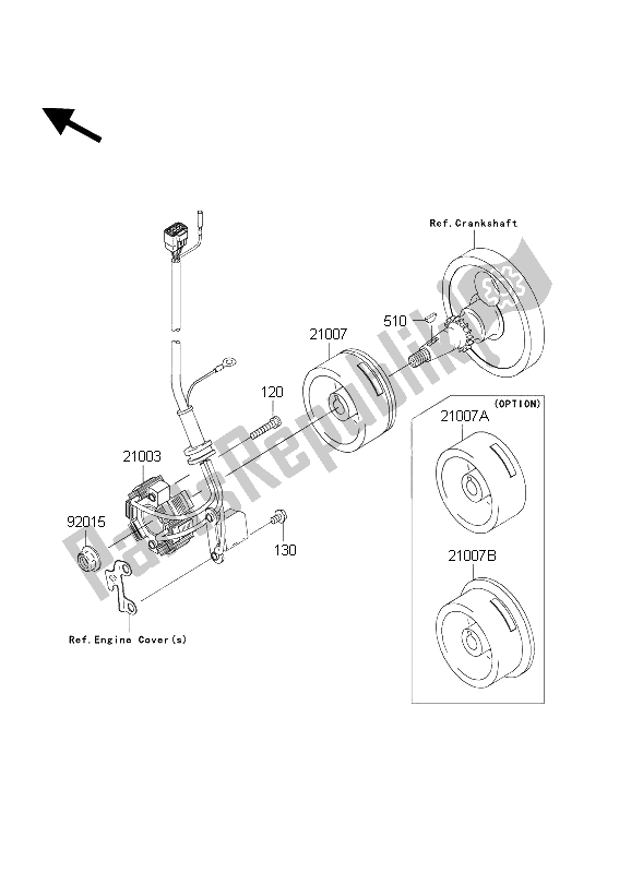 All parts for the Generator of the Kawasaki KX 250F 2004