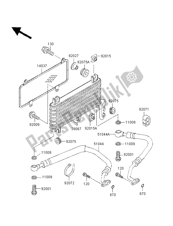 All parts for the Oil Cooler of the Kawasaki ZZ R 600 1997