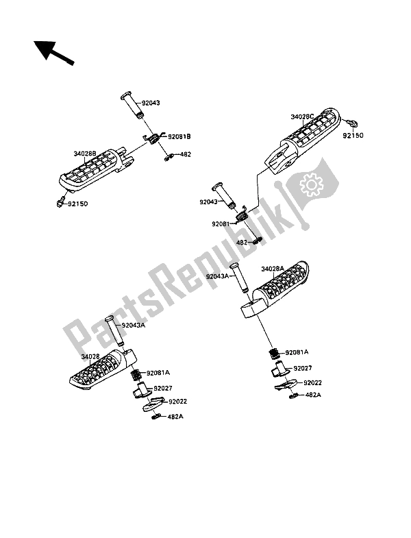 Todas las partes para Reposapiés de Kawasaki ZXR 750 1990