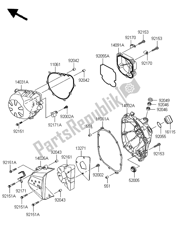 Todas las partes para Cubierta Del Motor de Kawasaki Z 750 2008