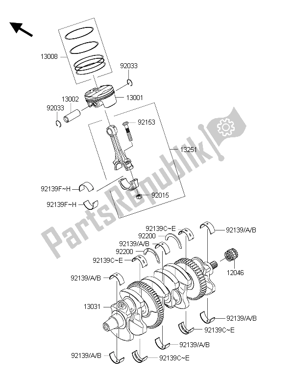 All parts for the Crankshaft & Piston(s) of the Kawasaki Ninja ZX 10R 1000 2015