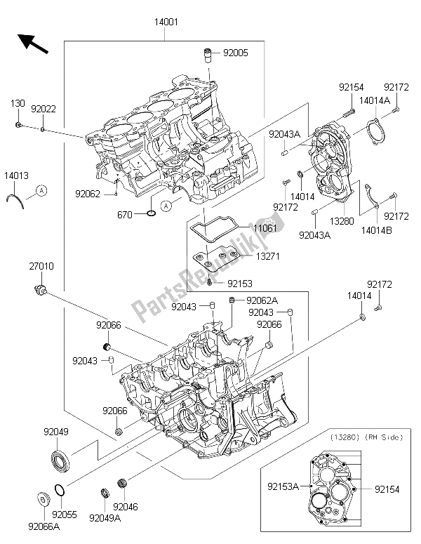 Tutte le parti per il Carter del Kawasaki Ninja ZX 6R 600 2015