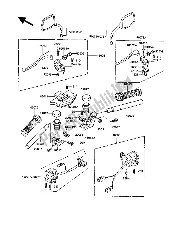 Toutes les pièces pour le Guidon du Kawasaki GT 550 1987