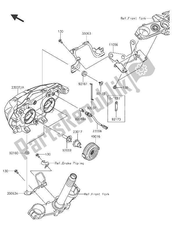 All parts for the Headlight(s) of the Kawasaki Z 800 ABS 2016