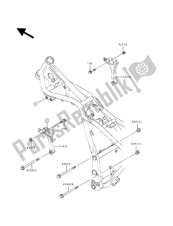 Tutte le parti per il Montaggi Della Struttura del Kawasaki EL 250 1990