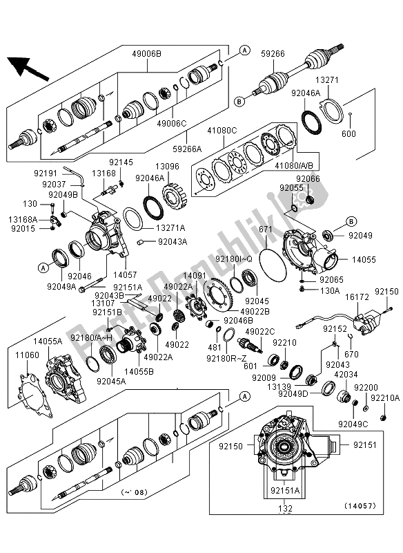 All parts for the Drive Shaft Front of the Kawasaki KVF 360 4X4 2009