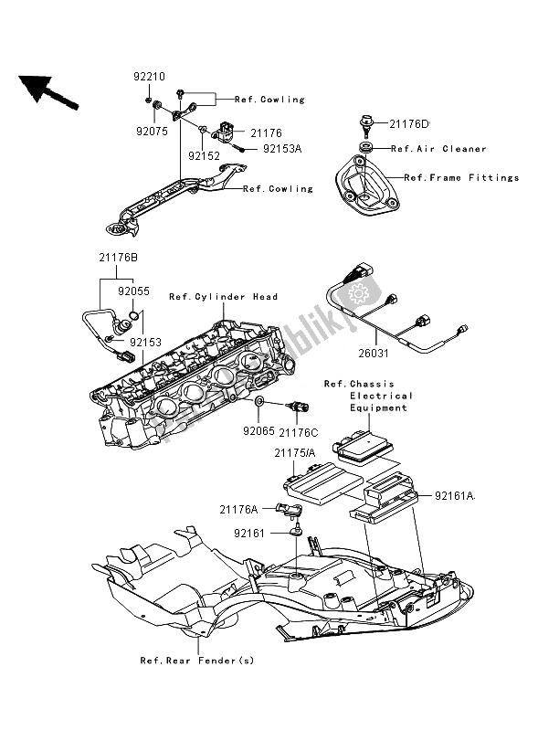 All parts for the Fuel Injection of the Kawasaki ZZR 1400 2007