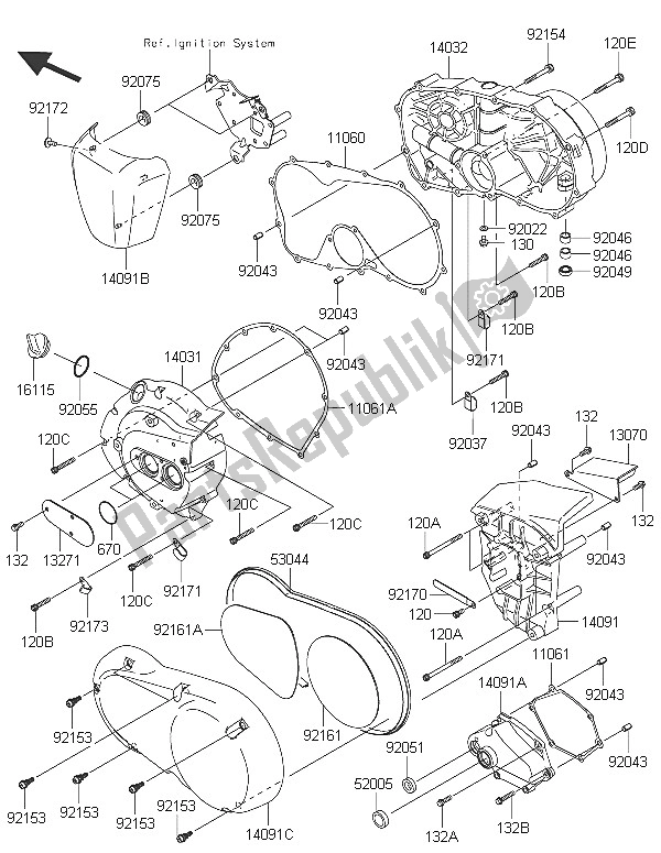 Toutes les pièces pour le Capot (s) Moteur du Kawasaki Vulcan 900 Custom 2016