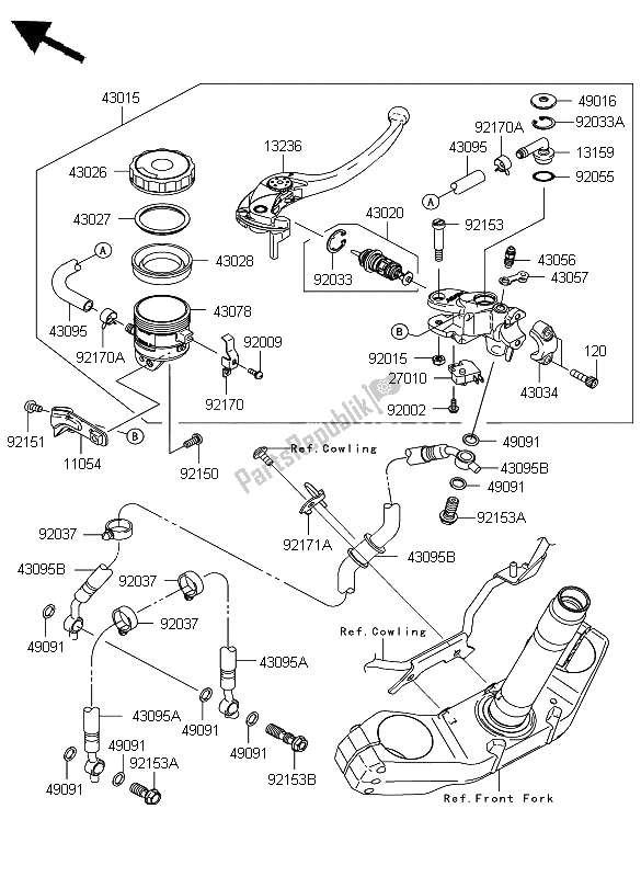 Todas las partes para Cilindro Maestro Delantero de Kawasaki Z 1000 2009