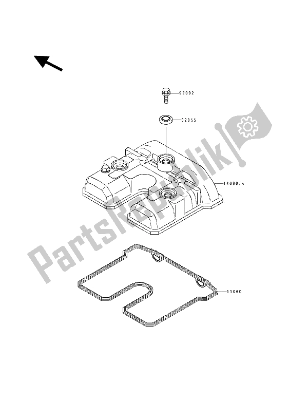 Alle onderdelen voor de Kleppendeksel van de Kawasaki KLX 250 1994