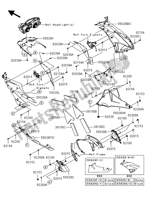 Wszystkie części do Os? Ona Obni? A Si? Kawasaki Ninja ZX 6R 600 2012