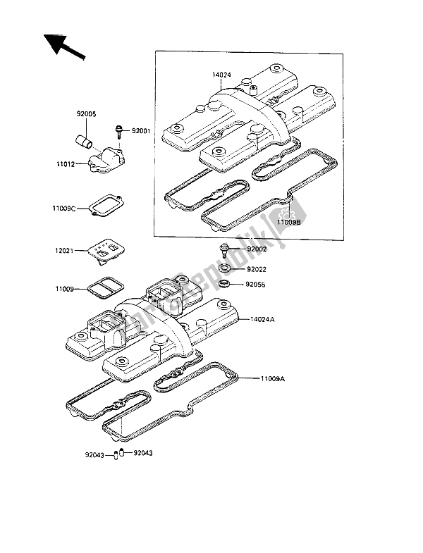 Todas las partes para Cubierta De Tapa De Cilindro de Kawasaki GPX 600R 1988