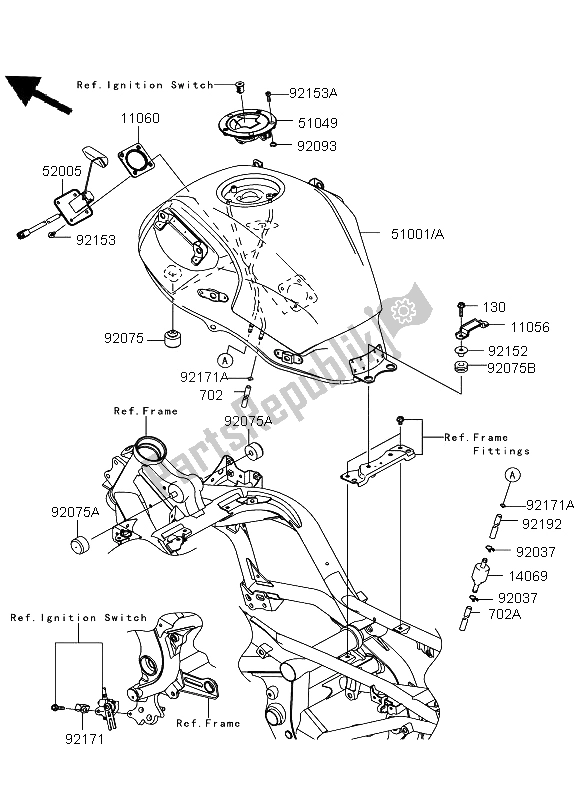 Tutte le parti per il Serbatoio Di Carburante del Kawasaki Versys 650 2012