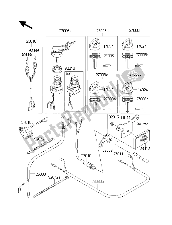 Tutte le parti per il Interruttore Di Accensione del Kawasaki KLF 300 2001