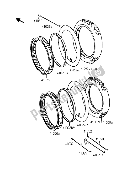 Todas las partes para Llantas de Kawasaki KMX 125 1998