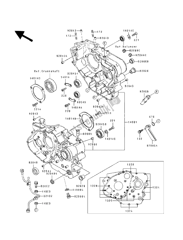 Tutte le parti per il Carter del Kawasaki Tengai 650 1989