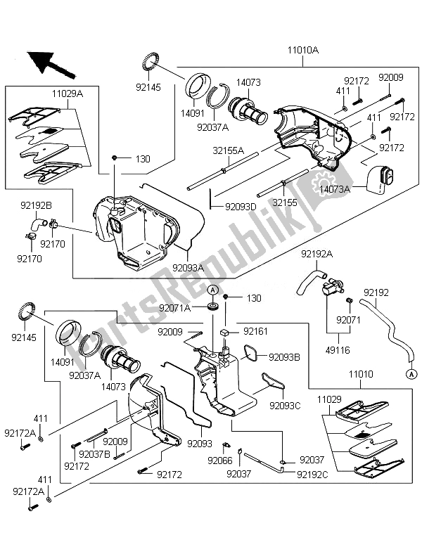 All parts for the Air Cleaner of the Kawasaki W 800 2011